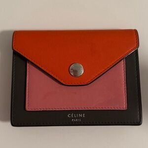 Celine Tricolor Wallet - Orange, Pink, Black